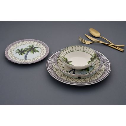 Set de veselă, 24 piese, din ceramică, multicolor