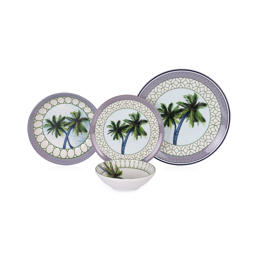 Set de veselă, 24 piese, din ceramică, multicolor