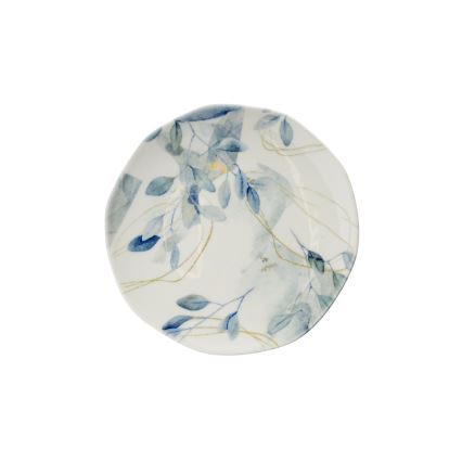 Set de veselă 24 piese din porțelan, alb/albastru