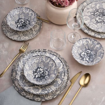 Set de veselă 24 piese gri/ceramică