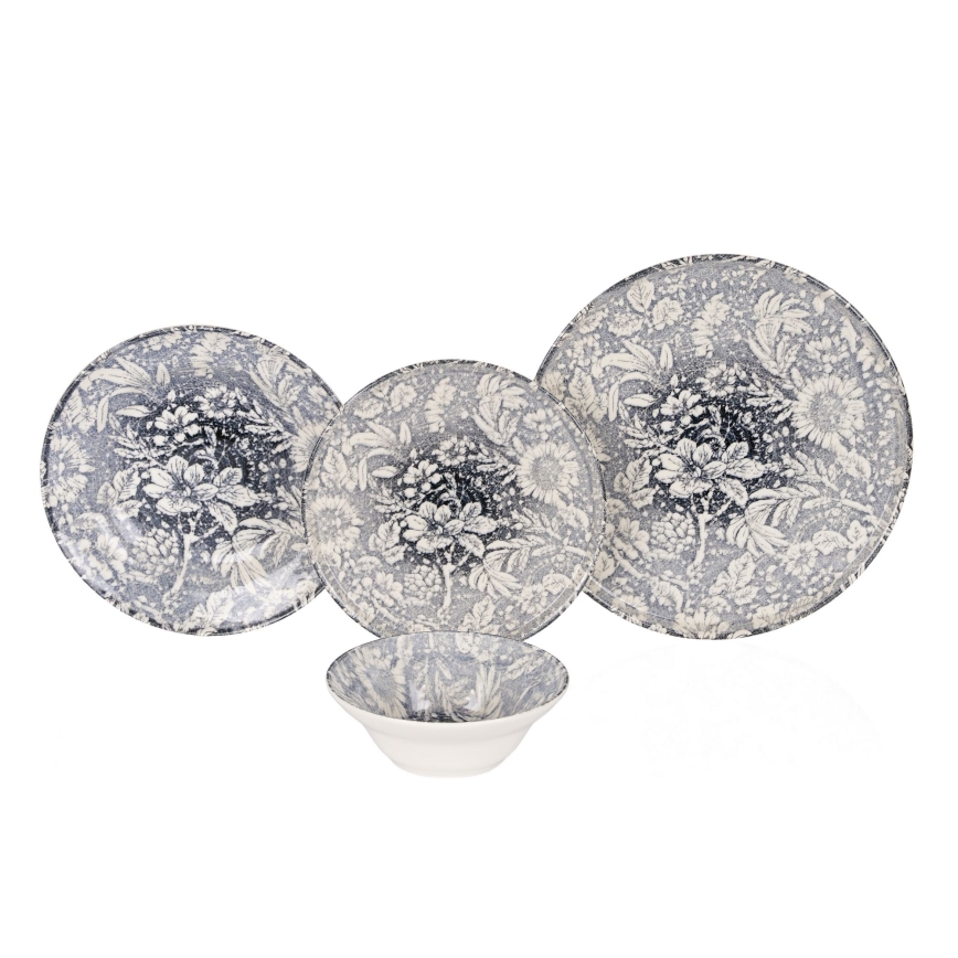 Set de veselă 24 piese gri/ceramică