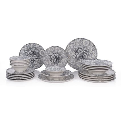 Set de veselă 24 piese gri/ceramică