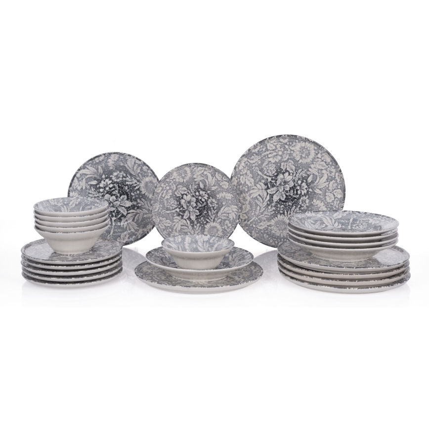 Set de veselă 24 piese gri/ceramică