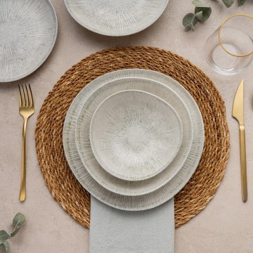 Set de veselă 24 piese, gri, din porțelan