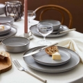 Set de veselă, 24 piese, gri, porțelan