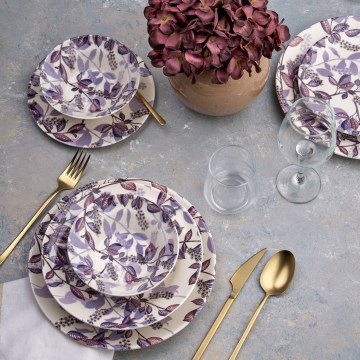 Set de veselă, 24 piese, mov/ceramică