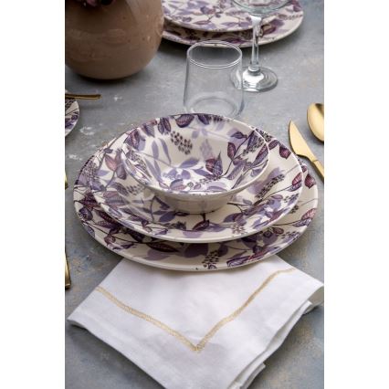 Set de veselă, 24 piese, mov/ceramică
