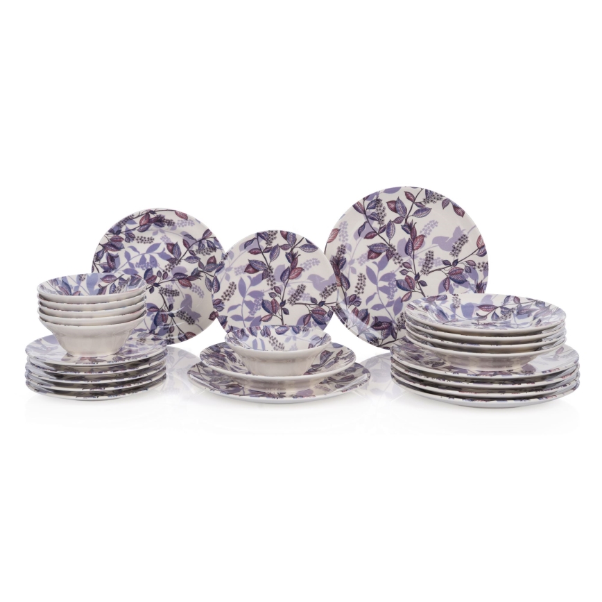 Set de veselă, 24 piese, mov/ceramică