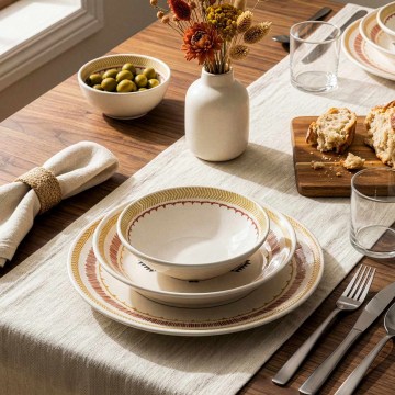 Set de veselă 24 piese multicolor/ceramică