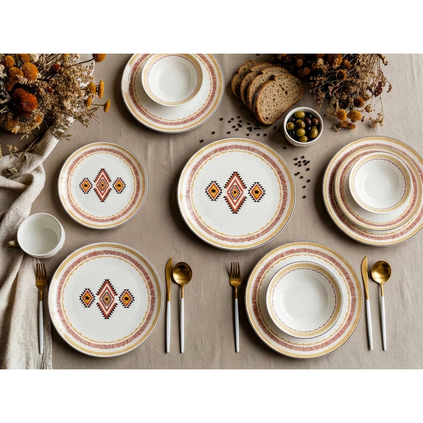 Set de veselă 24 piese multicolor/ceramică