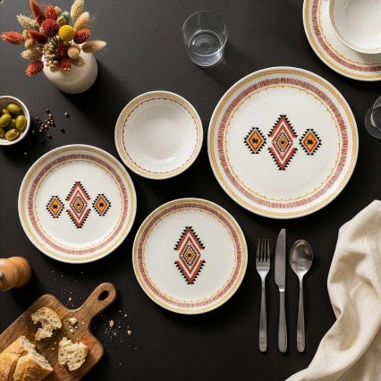 Set de veselă 24 piese multicolor/ceramică