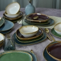 Set de veselă, 24 piese, multicolor/ceramică stoneware