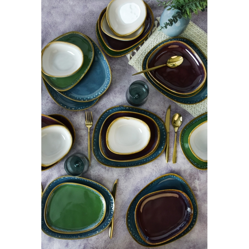 Set de veselă, 24 piese, multicolor/ceramică stoneware