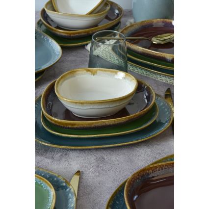 Set de veselă, 24 piese, multicolor/ceramică stoneware
