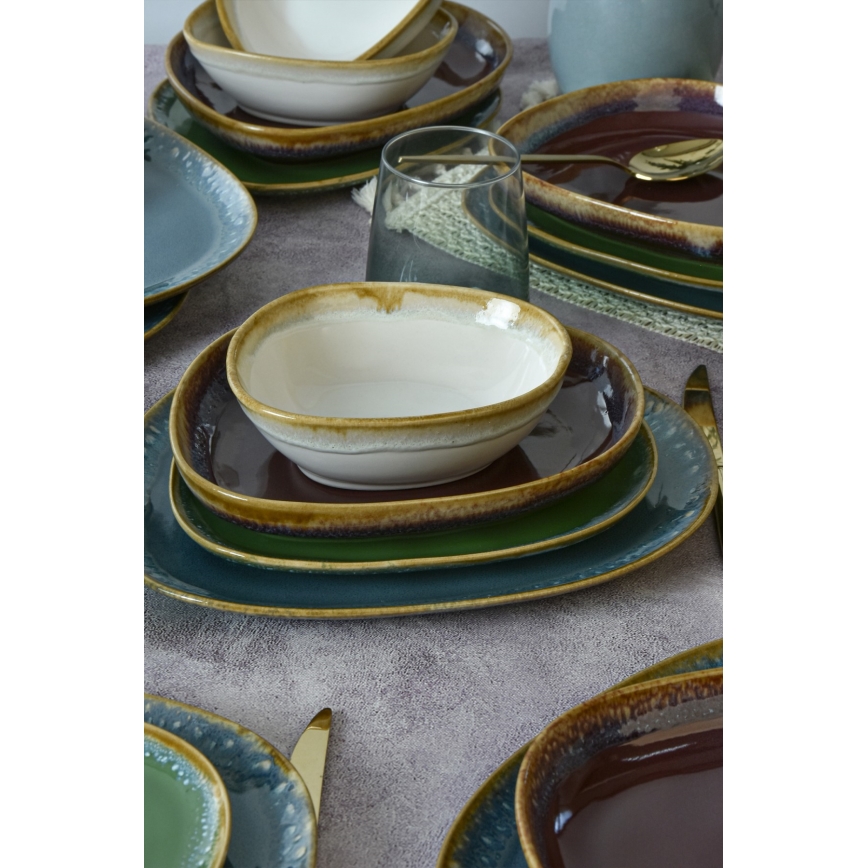 Set de veselă, 24 piese, multicolor/ceramică stoneware