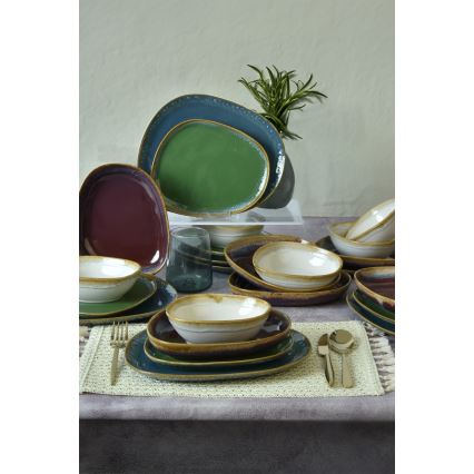 Set de veselă, 24 piese, multicolor/ceramică stoneware