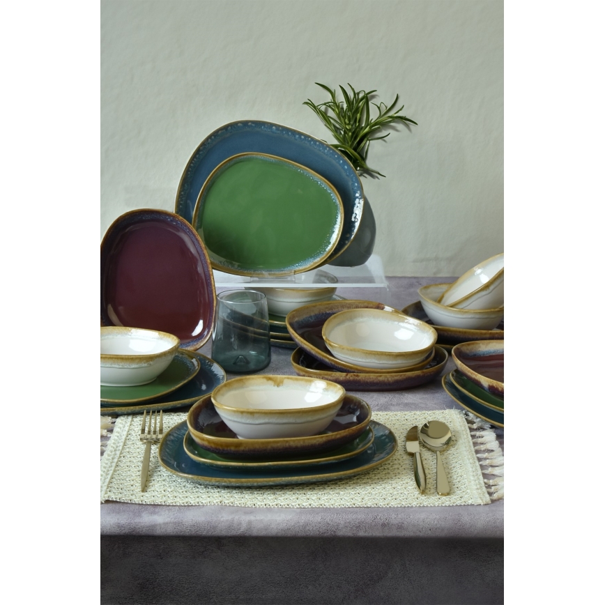Set de veselă, 24 piese, multicolor/ceramică stoneware