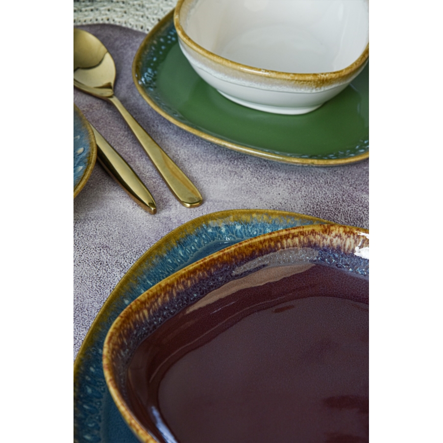 Set de veselă, 24 piese, multicolor/ceramică stoneware