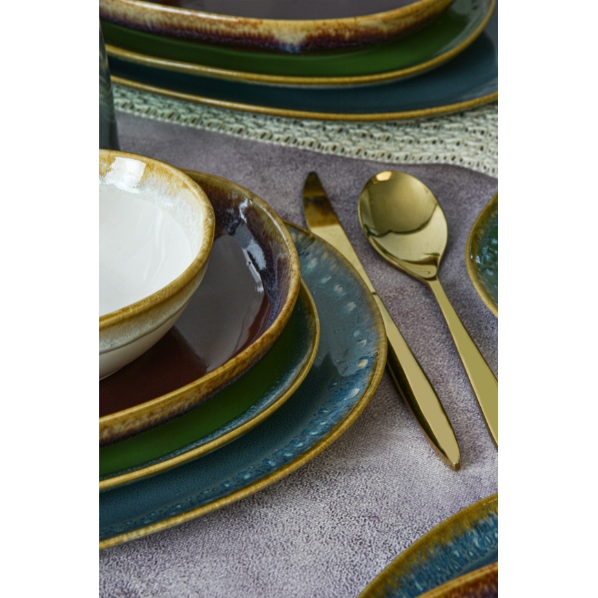 Set de veselă, 24 piese, multicolor/ceramică stoneware