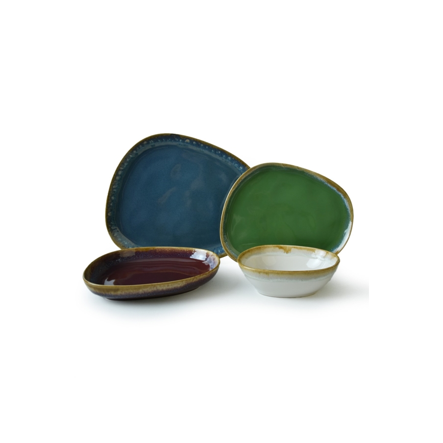 Set de veselă, 24 piese, multicolor/ceramică stoneware