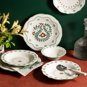 Set de veselă 24 piese, multicolor, din porțelan