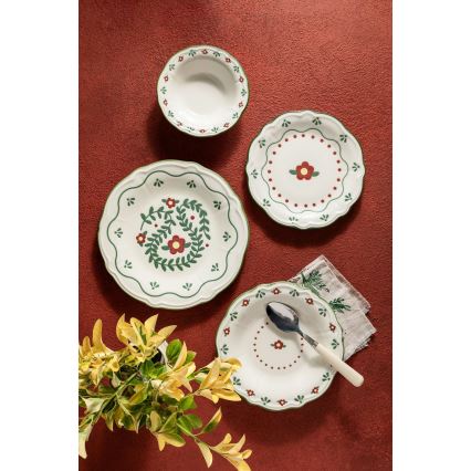Set de veselă 24 piese, multicolor, din porțelan