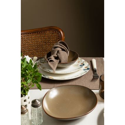 Set de veselă 24 piese multicolor/maro/porțelan