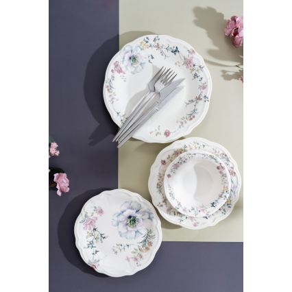 Set de veselă 24 piese multicolor/porțelan