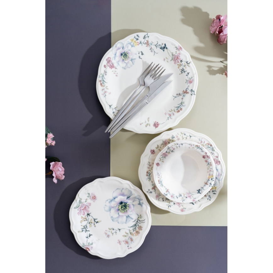 Set de veselă 24 piese multicolor/porțelan