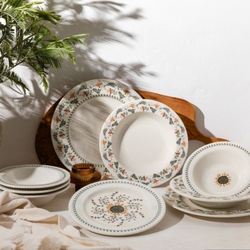 Set de veselă 24 piese multicolor/porțelan