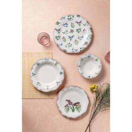 Set de veselă 24 piese multicolor/porțelan