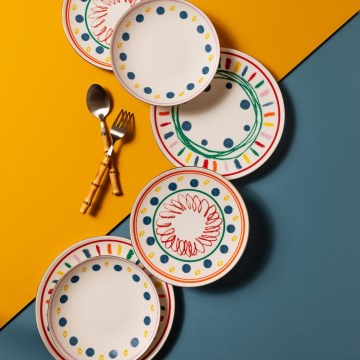Set de veselă 24 piese multicolor/porțelan