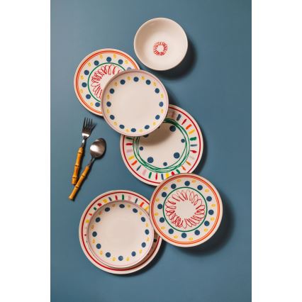 Set de veselă 24 piese multicolor/porțelan