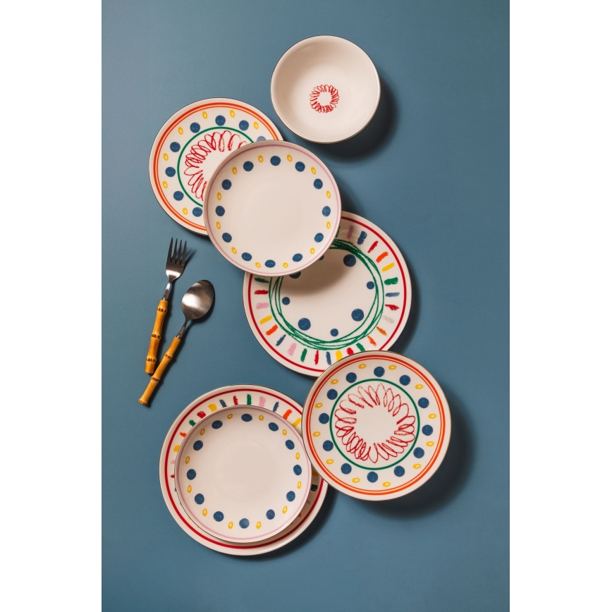 Set de veselă 24 piese multicolor/porțelan