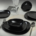 Set de veselă, 24 piese, negru/ceramică