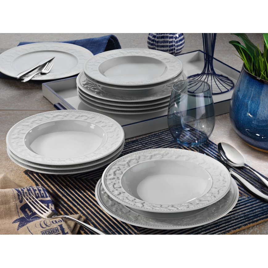 Set de veselă, 24 piese, porțelan alb