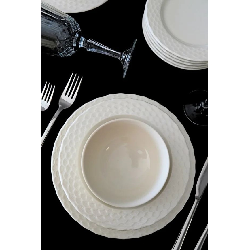 Set de veselă 24 piese, porțelan alb