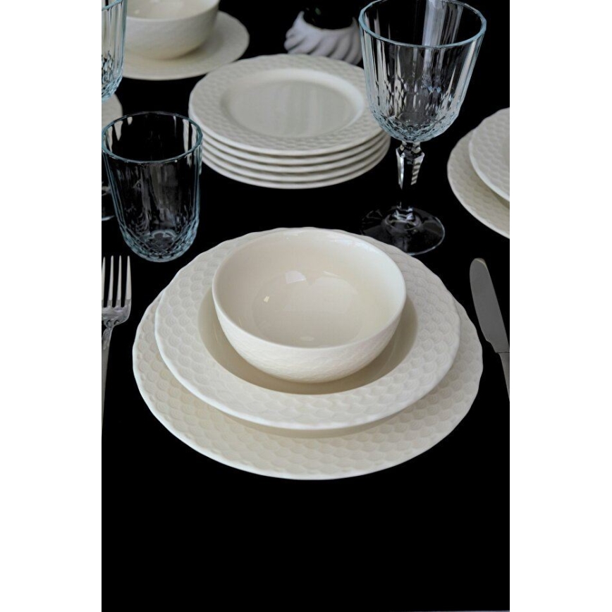 Set de veselă 24 piese, porțelan alb