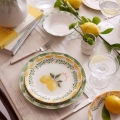 Set de veselă 24 piese, porțelan, galben/alb/verde