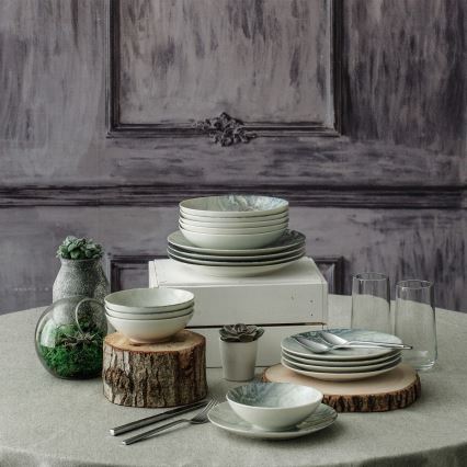 Set de veselă, 24 piese, porțelan, maro