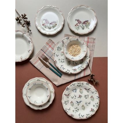 Set de veselă, 24 piese, porțelan multicolor