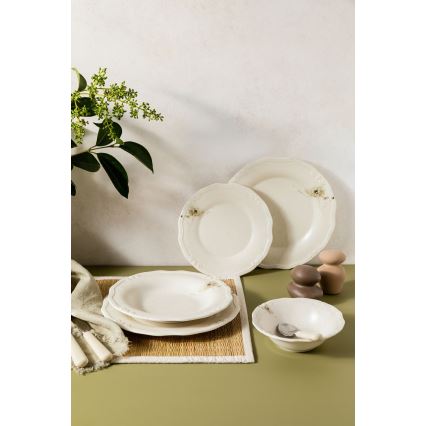 Set de veselă 27 piese crem/porțelan