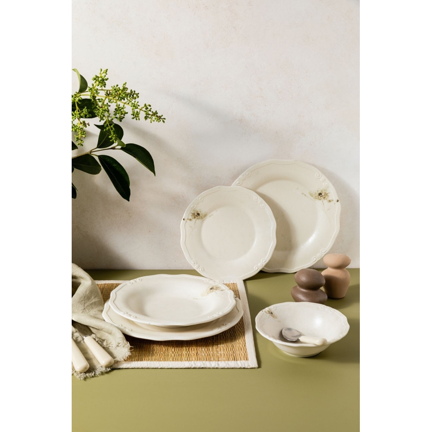 Set de veselă 27 piese crem/porțelan
