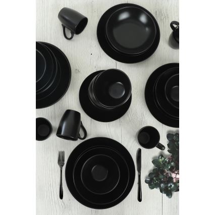 Set de veselă 30 piese, ceramică, negru