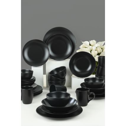 Set de veselă 30 piese, ceramică, negru