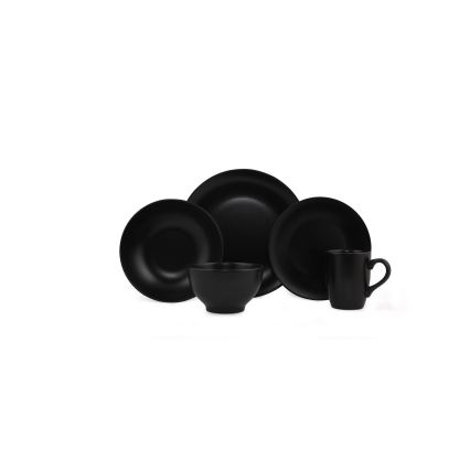 Set de veselă 30 piese, ceramică, negru