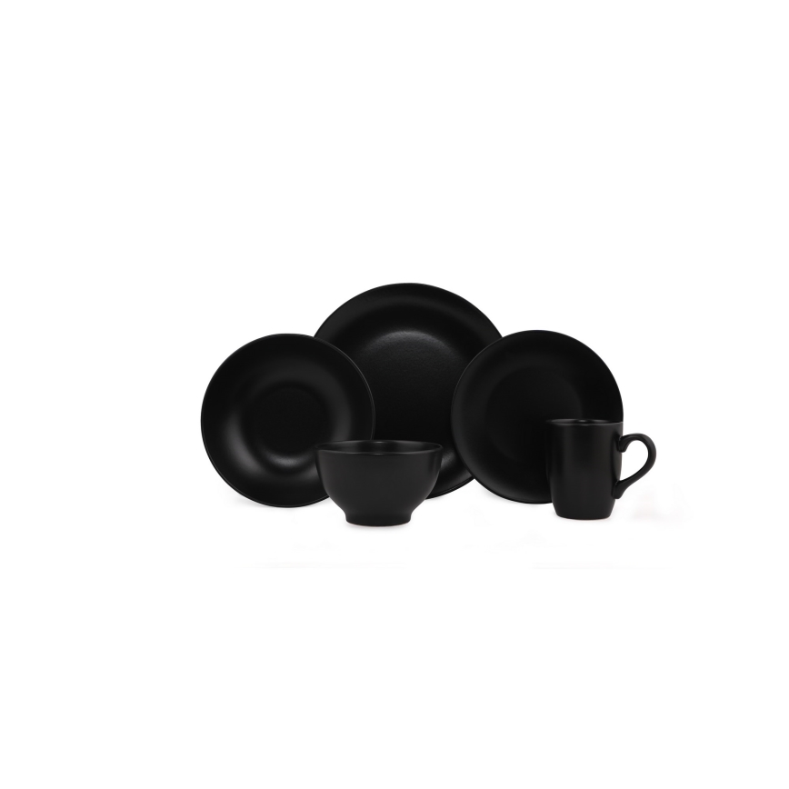 Set de veselă 30 piese, ceramică, negru