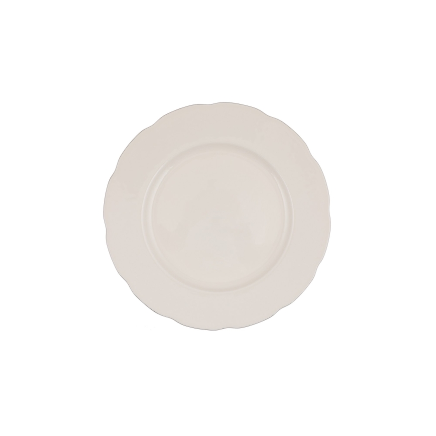 Set de veselă, 54 piese, porțelan alb/argintiu/fildeș