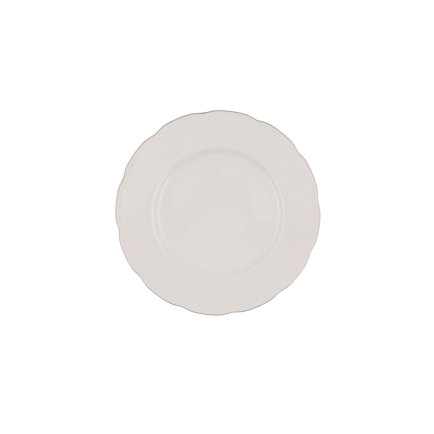 Set de veselă, 54 piese, porțelan alb/argintiu/fildeș