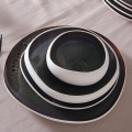 Set de veselă 55 piese alb/negru/ceramică